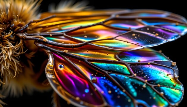 The image features a close up view of a toadstool mushroom with an iridescent, jewel like appearance in its cap