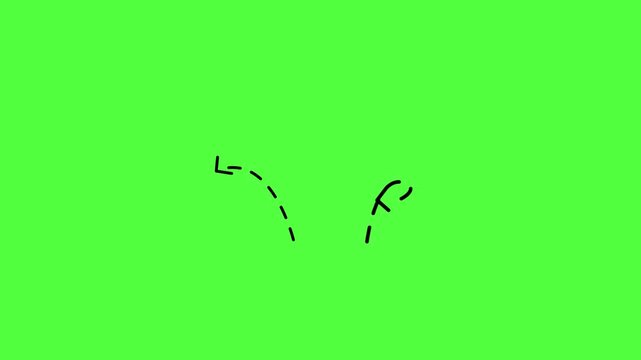Animated Black Dashed Arrows Forming a Circular Rotation and Then Converging To the Center On a Bright Green Screen, Suitable for Direction, Process, Focus, Cycle, Movement