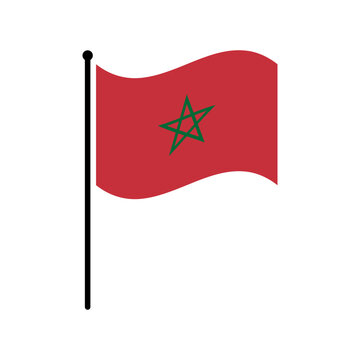 National flag of Morocco. Morocco flag computer digital vector illustration icon design.  Fluttering flagpole flag.