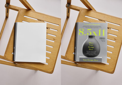 Mockup Of Customizable Us Letter Spiral Bound Magazine