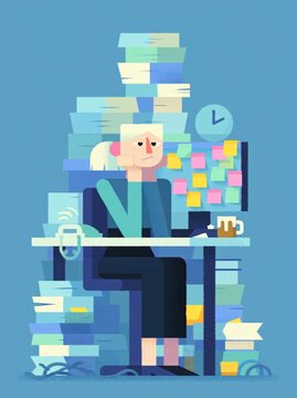 Age of Information Overload, Digital Nomad in a Stack of Books