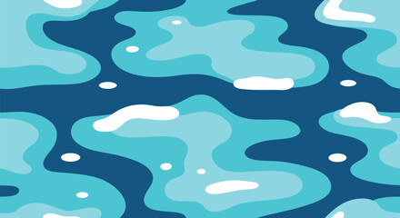Blue abstract vector water texture with seamless camouflage style pattern and fluid liquid shapes © azad