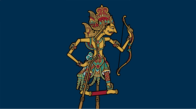 Indonesian Wayang Kulit Shadow Puppet of Arjuna Character.