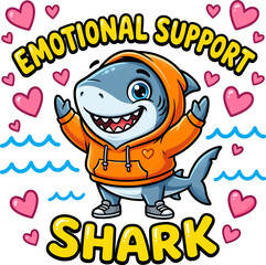 Fototapeta premium Emotional support shark cartoon character