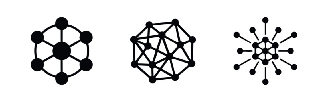 Network, connection, and data structure icon set.