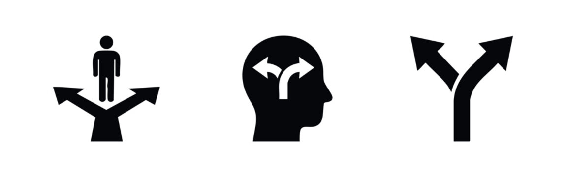 Decision Making and Path Choice Icons Set