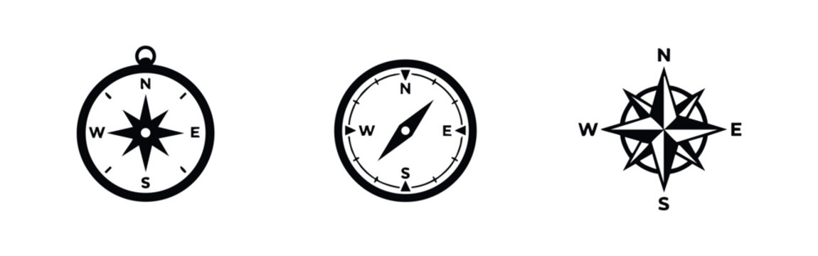 Nautical Compass Rose and Orientation Icons Set