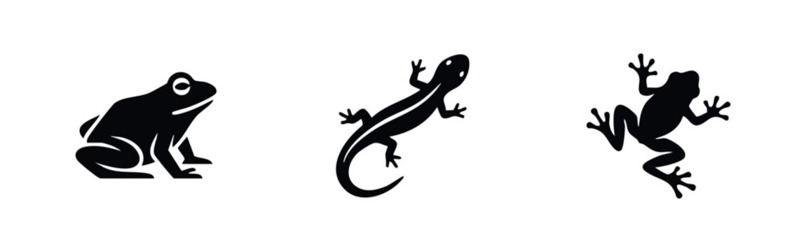 Amphibian and Reptile Silhouette Icons