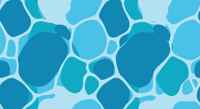 Blue pool water texture vector background with abstract mosaic ripples and tropical summer pattern