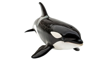 A beautiful wild black and white killer whale orca swimming gracefully marine fauna isolated on transparent background © Arina