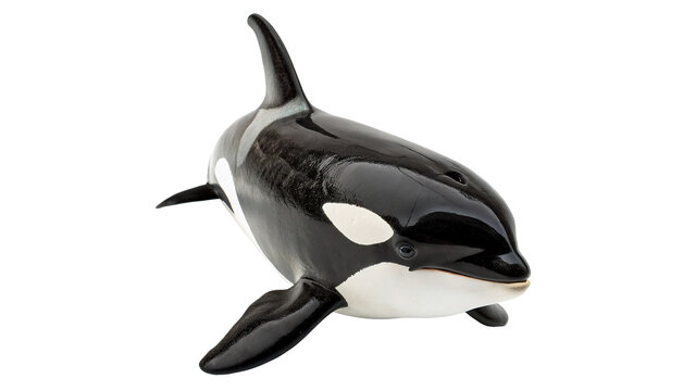 A beautiful wild black and white killer whale orca swimming gracefully marine fauna isolated on transparent background