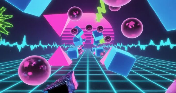 Neon Retro 80s VHS Video Art.
