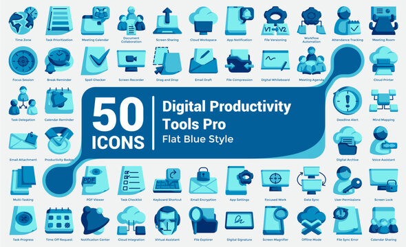 Flat Blue Digital Productivity Tools Pro Bundle H50