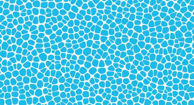 Blue Water Texture Abstract Mosaic Vector Pattern Background with Irregular Pebble Shapes