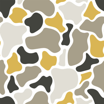 Yellow marsh camouflage design. Black duck camouflage background. Old school camo seamless pattern. Vector digital camo pattern. 