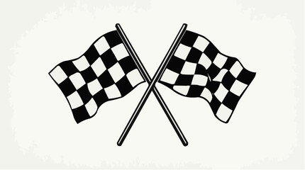 Fototapeta premium Crossed Checkered Racing Flags Vector Illustration Isolated on White Background