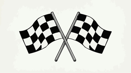 Fototapeta premium Crossed Checkered Racing Flags Vector Illustration Isolated on White Background