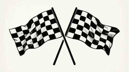 Fototapeta premium Crossed Checkered Racing Flags Vector Illustration Isolated on White Background