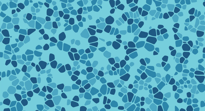 Blue mosaic pool water texture vector background with abstract tiled pattern for summer design
