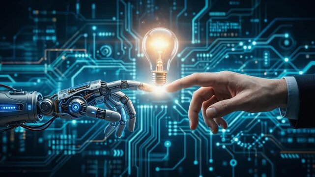 Human and Robotic Collaboration &ndash; Innovation and Artificial Intelligence Concept