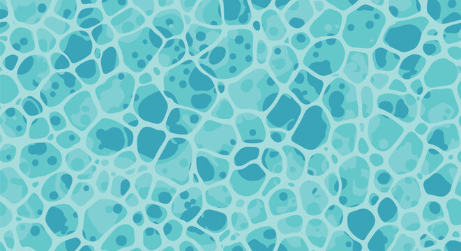 Blue pool water texture vector background with mosaic tile pattern and rippling surface