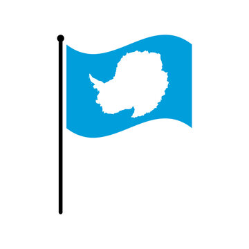 Isolated flag of Antarctica vector illustration. Fluttering Antarctica flag. Antarctica flagpole flag.