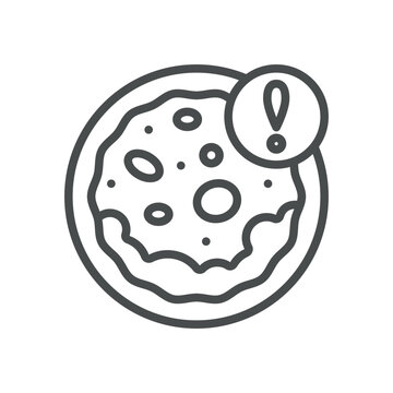 Cholesterol Icon. Cardiology Blood Vessel Plaque Icon, Atherosclerosis Outline Line Symbol with Warning Sign, Editable Stroke Vector Isolated on White Background