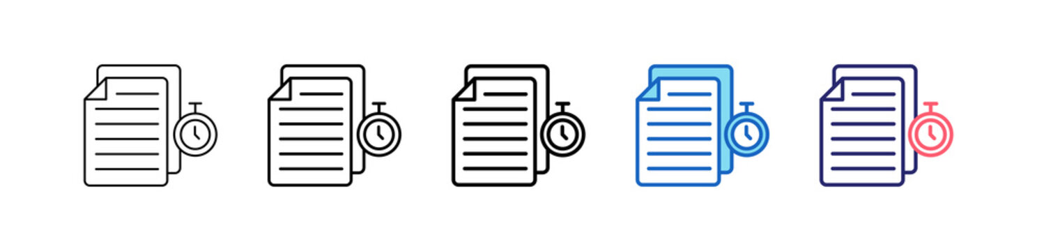 File History Icon In 5 Different Styles Set Collection.   
