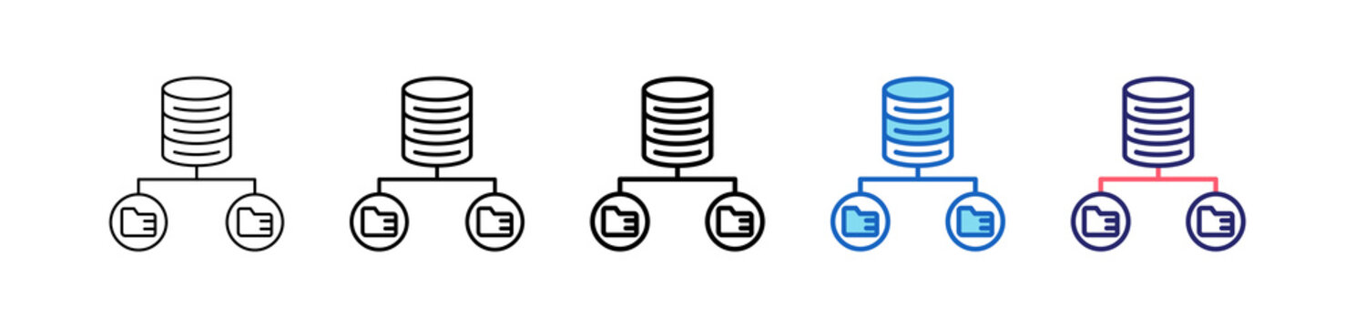 Data Storage Icon In 5 Different Styles Set Collection.   