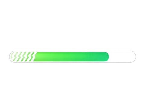 A green progress bar with a striped pattern on the left side