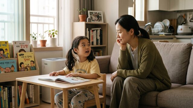 Mother Talking with Child at Home