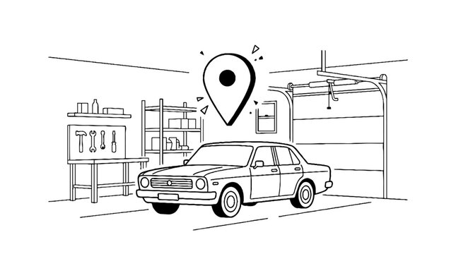 Car location tracking inside a home garage or service center