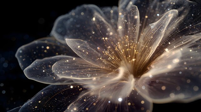 星屑の光をまとった透明な幻想の花