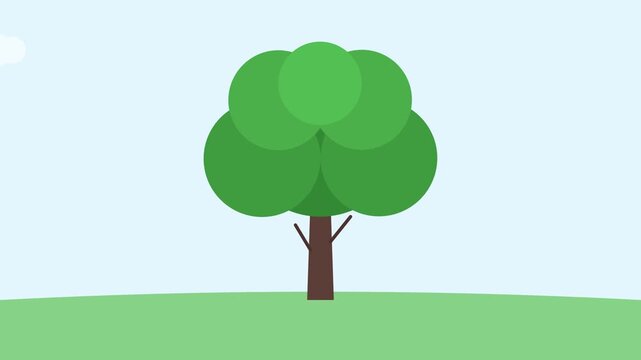 Apple Tree With Growing Red Fruit Animation