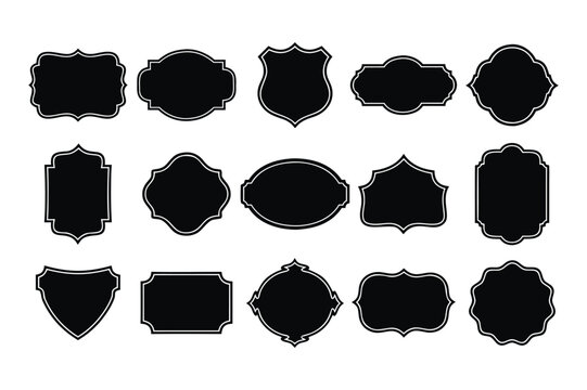 Vintage badge label vector set, retro emblem frame collection template design