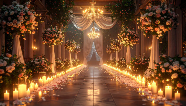 Elegant wedding venue with floral decor