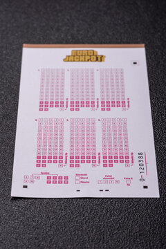 Ivano-Frankivsk, Ivano-Frankivsk region Ukraine - May 17 2026: EuroJackpot lottery ticket, euro banknotes and a pen