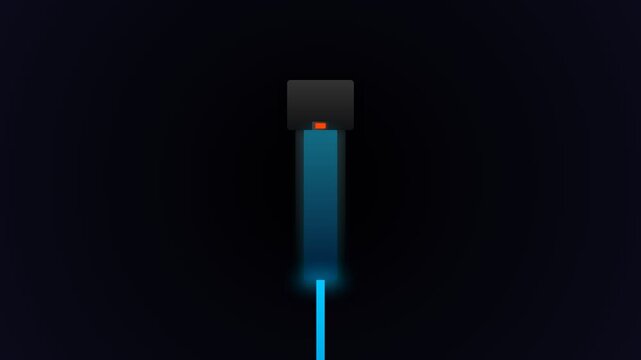 Minimalist dark composition featuring a small glowing orange square element