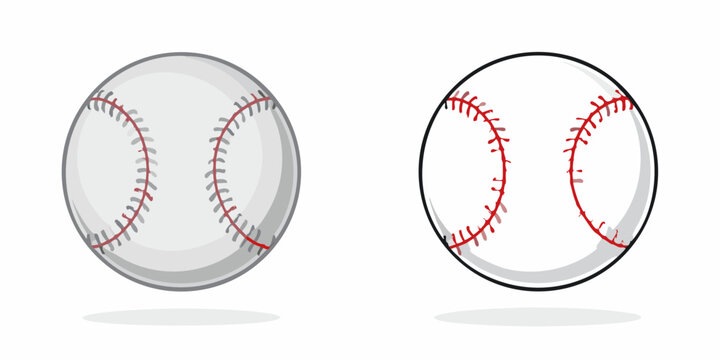 two baseball illustrations with red stitching on white background