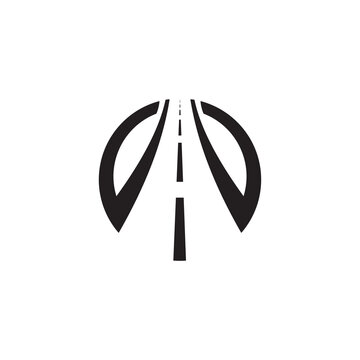 Road logo illustration, path asphalt road street highway vector icon.