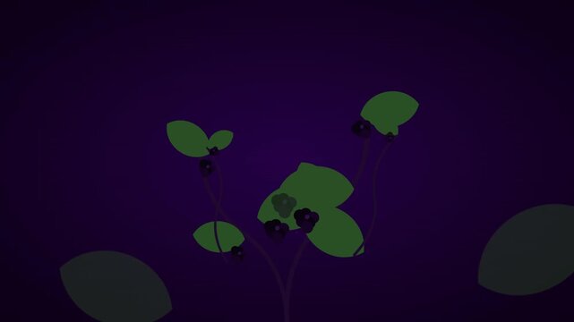 abstract mulberry tree fruiting on deep violet background