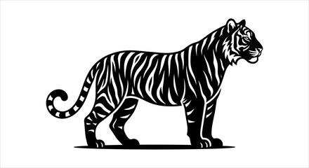 Majestic Tiger Illustration - Powerful Wild Animal Silhouette © matahari