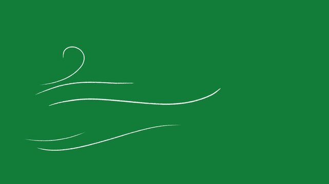 vector white lines wind effect on green screen, UI motion graphics. alpha adjustment layer, smooth animated line filter, 2d animation