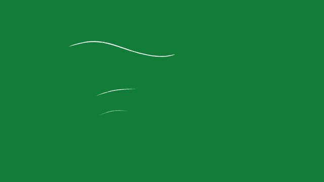 vector white lines wind effect on green screen, UI motion graphics. alpha adjustment layer, smooth animated line filter, 2d animation