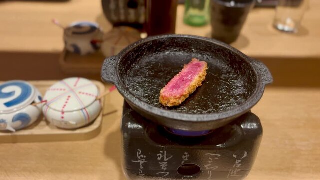 Delicious crispy japanese beef cutlet gyukatsu