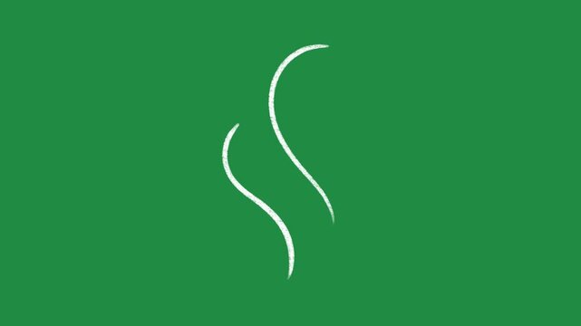 Hand Drawn Smoke Lines and Steam Wave Animation on Green Screen Background