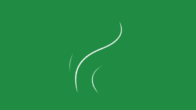 Hand Drawn Smoke Lines and Steam Wave Animation on Green Screen Background