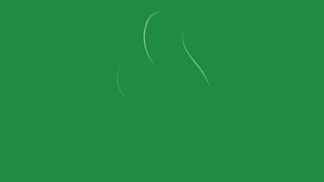 Hand Drawn Smoke Lines and Steam Wave Animation on Green Screen Background