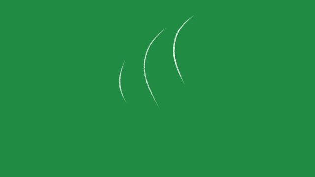 Hand Drawn Smoke Lines and Steam Wave Animation on Green Screen Background