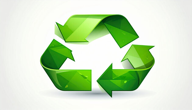 Green recycle symbol on white background
